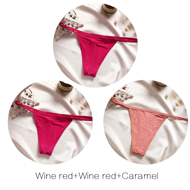 Women's Low-Rise Thong Set - 3 Pack Bikini Panties (M-XL)