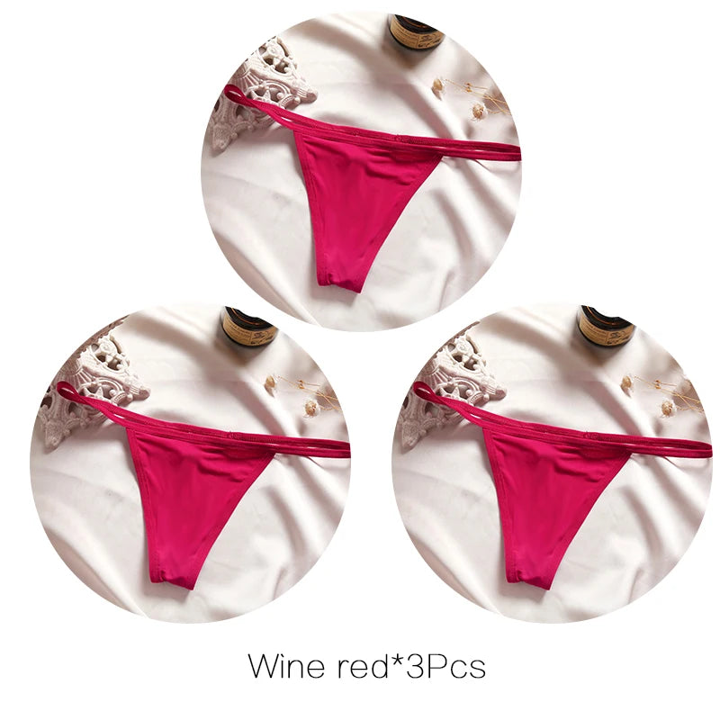 Women's Low-Rise Thong Set - 3 Pack Bikini Panties (M-XL)