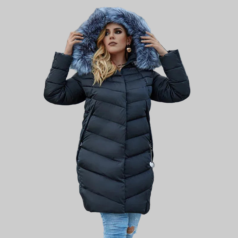 Winter Down Jacket with Fur Collar