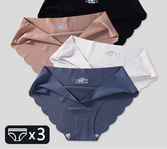 Women's Seamless Panties 3-Piece Set - Low Waist Wavy Edge Briefs