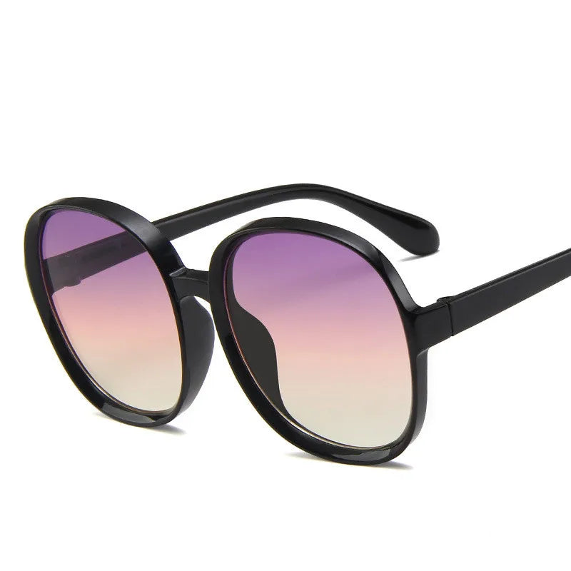 Women's Classic Big Frame Vintage Round Gradient SunGlasses UV400 Eyewear