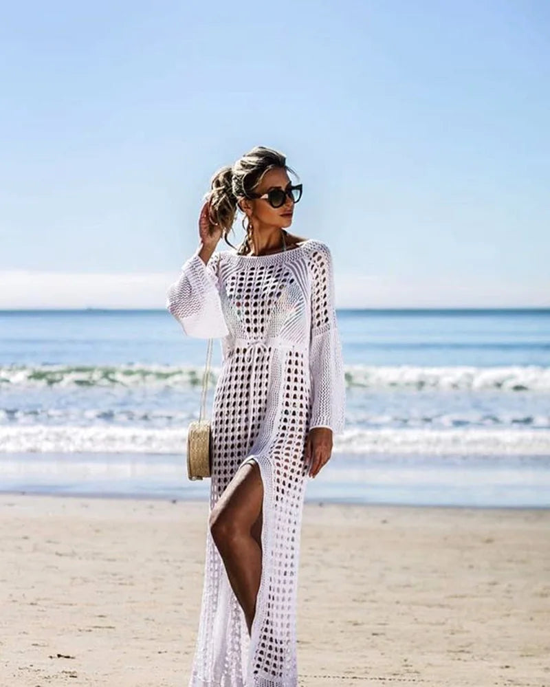 Women's Cover Up Bikini Swimsuit Cover-up Beach Bathing Suit Beach Wear Knitting Swimwear Mesh Beach Dress Tunic Robe