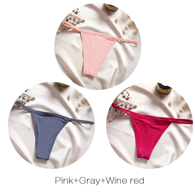 Women's Low-Rise Thong Set - 3 Pack Bikini Panties (M-XL)