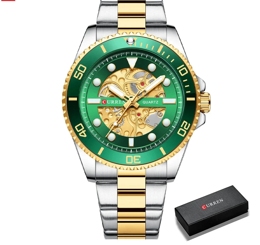 Men's Stainless Steel Sports Watch - Business Casual Quartz Wristwatch