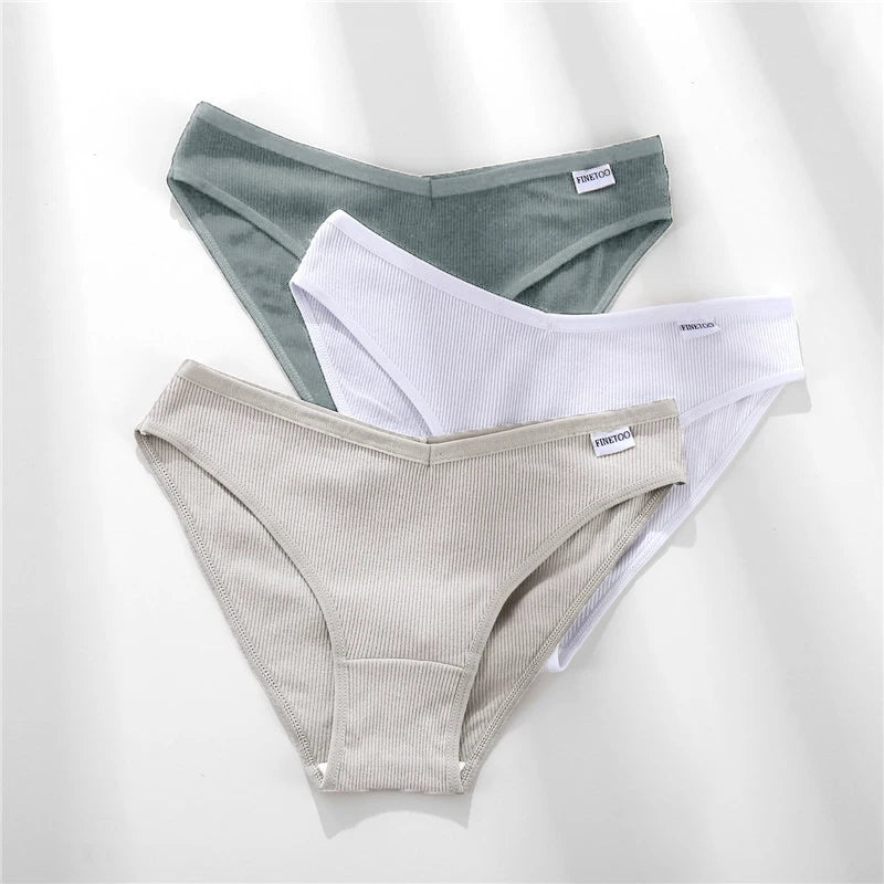 Women's 3Pcs/set Cotton Fruit Embroidery Underwear Low-Rise Briefs Underpants Panties