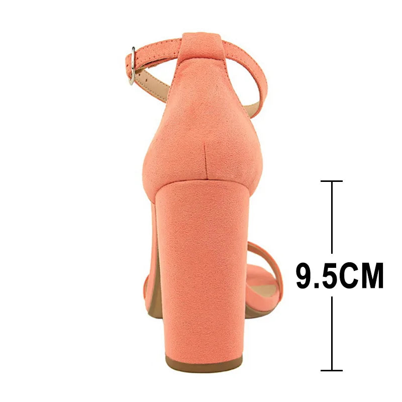 Women's Block Heel Pumps - Comfort Buckle Strap Court Shoes