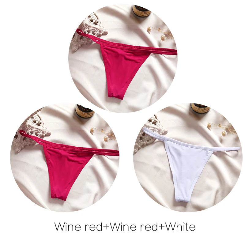 Women's Low-Rise Thong Set - 3 Pack Bikini Panties (M-XL)