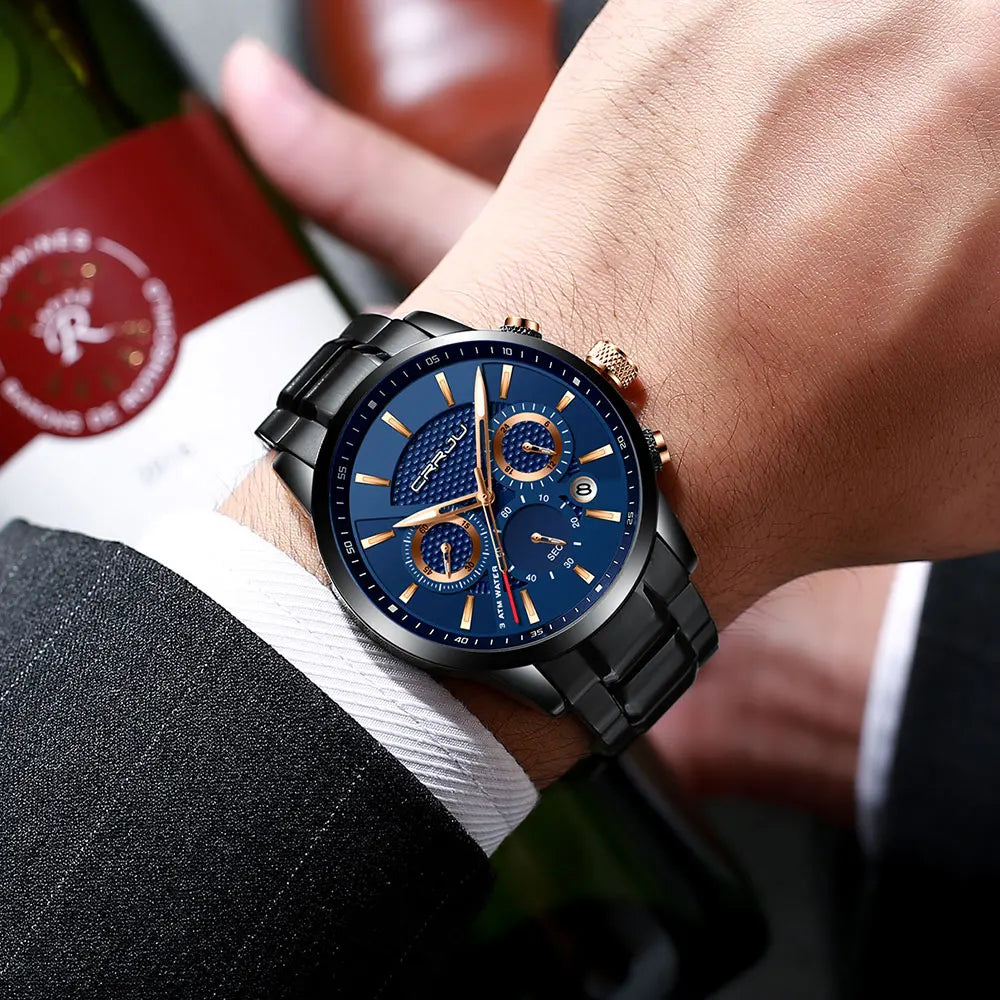 Men's Military Sports Watch - Waterproof Chronograph Gold Stainless Steel