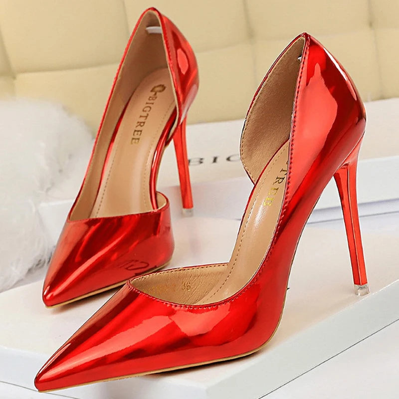 Women's Patent Leather High Heels Shoes