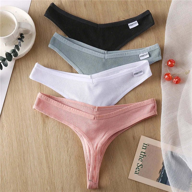 Women's Fruit Embroidery Thongs  Cotton T-back Underpants G-string V Waist Underwear Bikini Lingerie