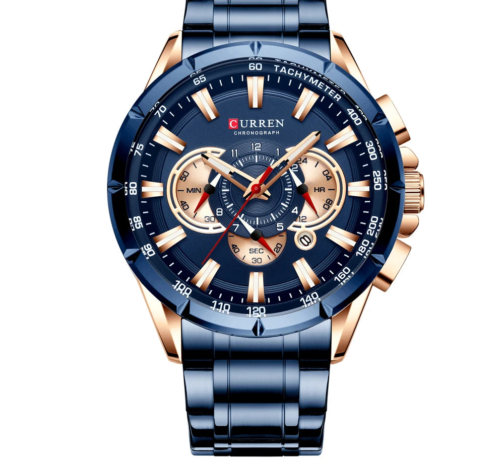 Men's Military Sports Watch - Waterproof Chronograph Stainless Steel