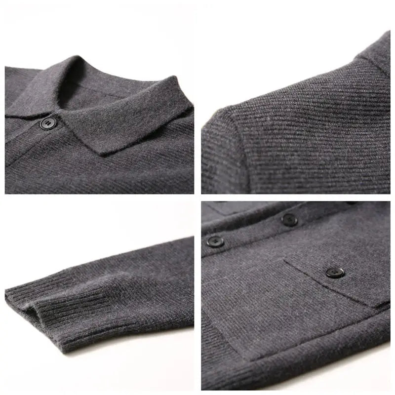 Solid Turn Down Collar Knitted Cardigan for Men