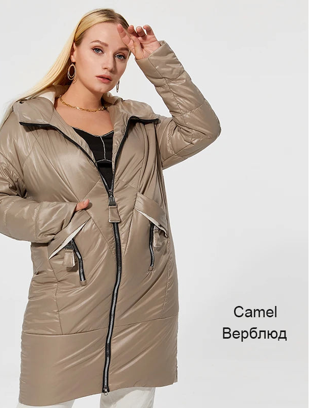Women's Hooded Parka Jacket Plus Size Mid-Length Cotton Lined Coat