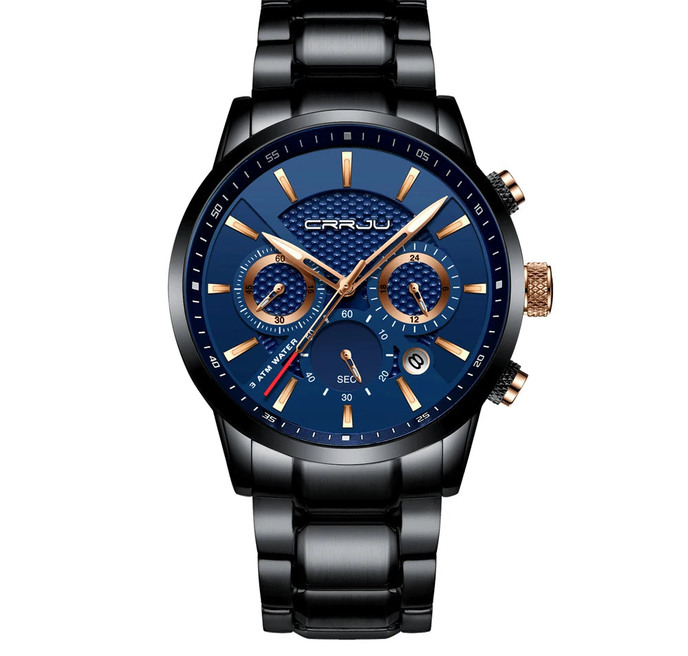 Men's Military Sports Watch - Waterproof Chronograph Gold Stainless Steel