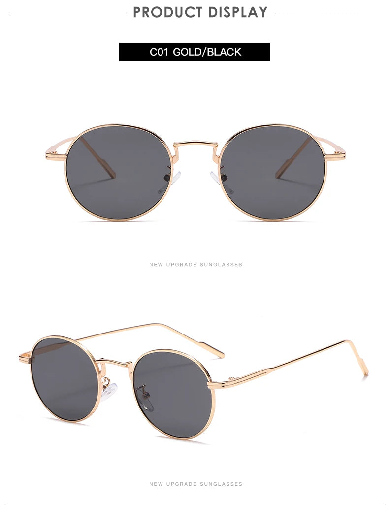 Fashion Round Vintage Sunglasses - Gradient Retro Alloy Unisex Eyewear