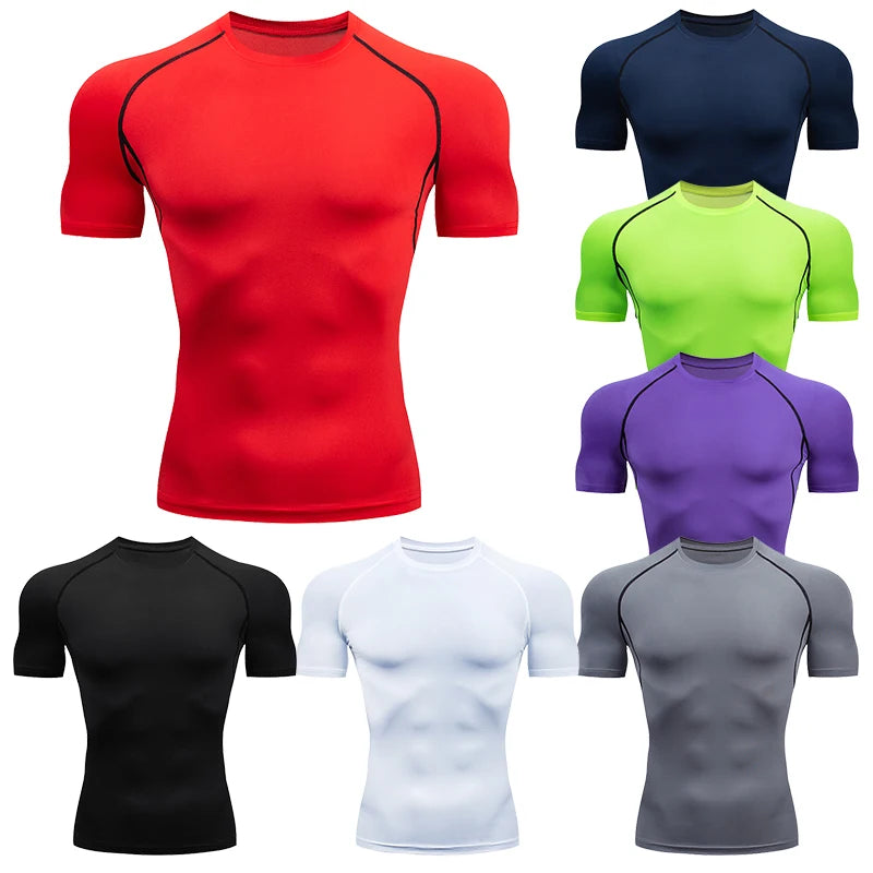 Men's Running Compression Quick Dry  Fitness Tight Sportswear Gym Sport Short Sleeve Shirt