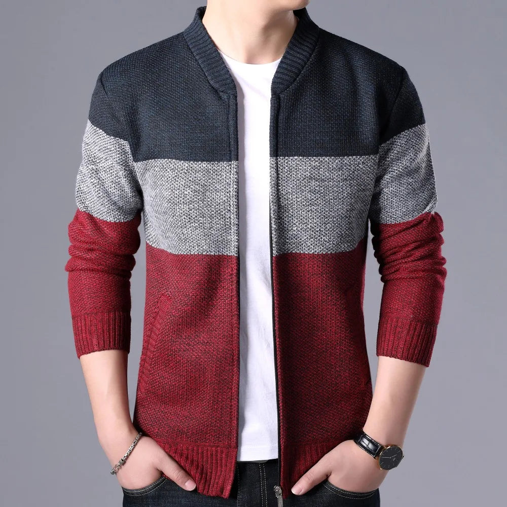 Men's Patchwork Knitted Cardigan Knitwear Sweater