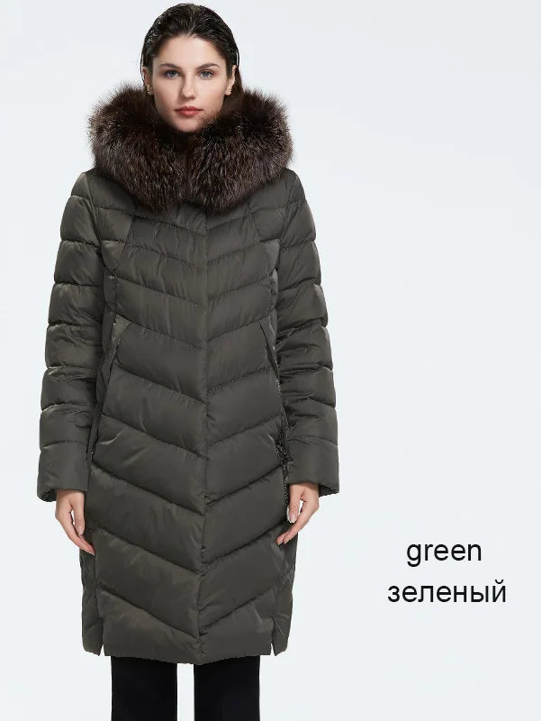 Winter Down Jacket with Fur Collar