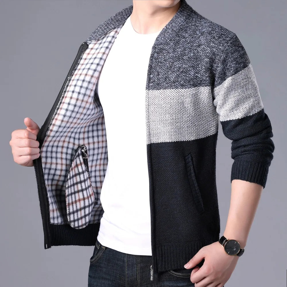 Men's Patchwork Knitted Cardigan Knitwear Sweater