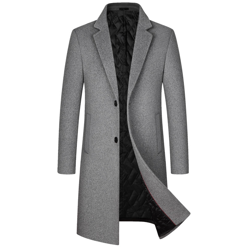 Men's Long Blends Trench Thick Wool Coat Jacket