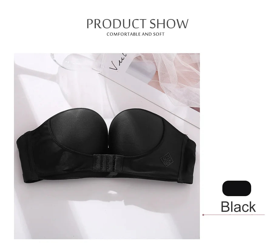 Women's Strapless Bra Women Super Push Up Bra Lingerie - Invisible Brassiere Front Closure Bra