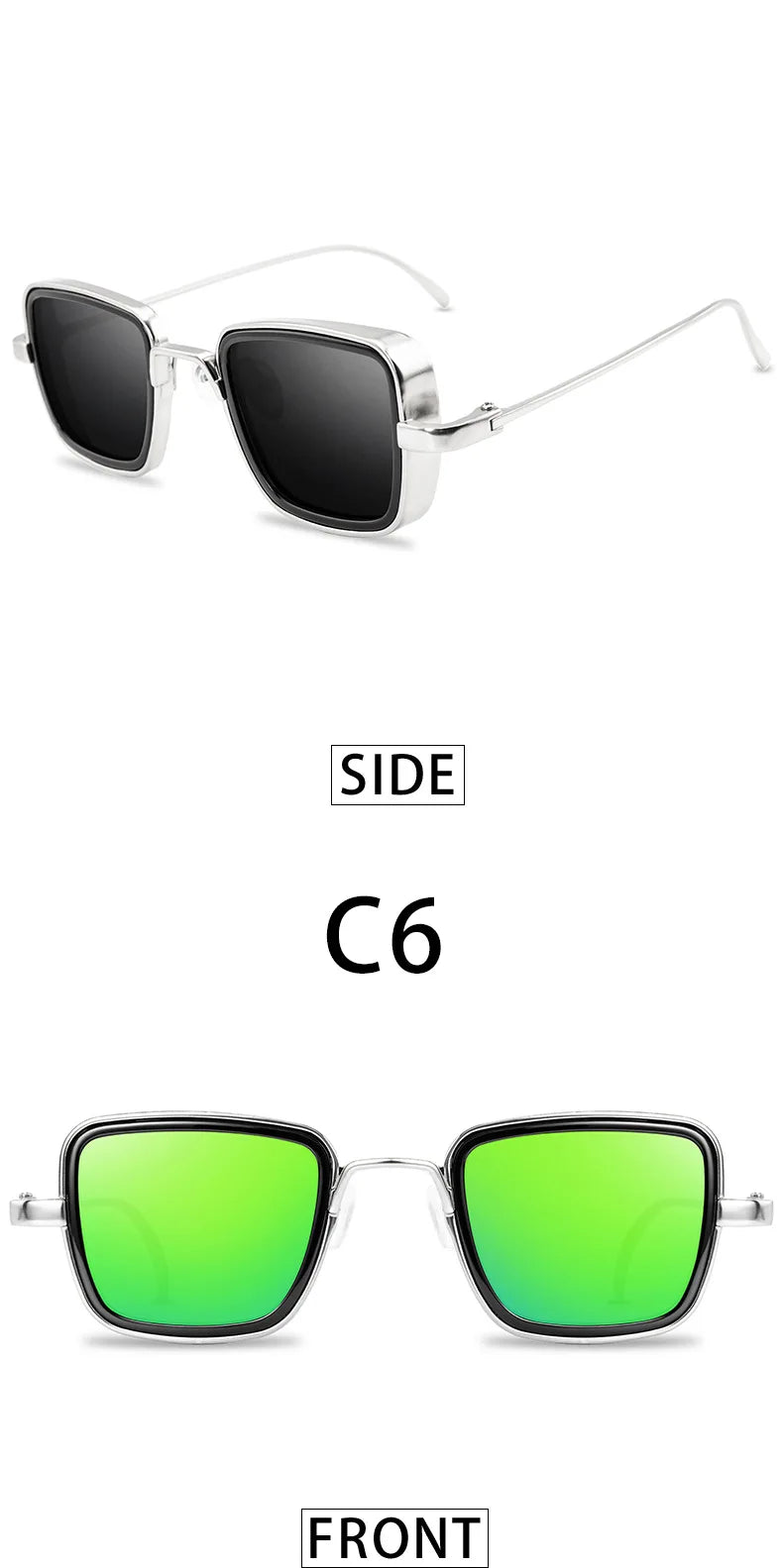 Vintage Steampunk Square Metal Frame Sunglasses - UV400 Protection