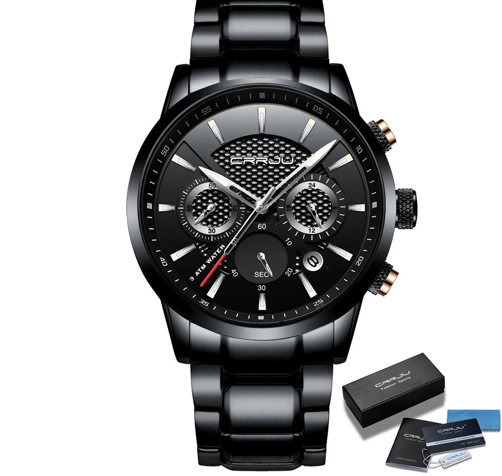 Men's Military Sports Watch - Waterproof Chronograph Gold Stainless Steel