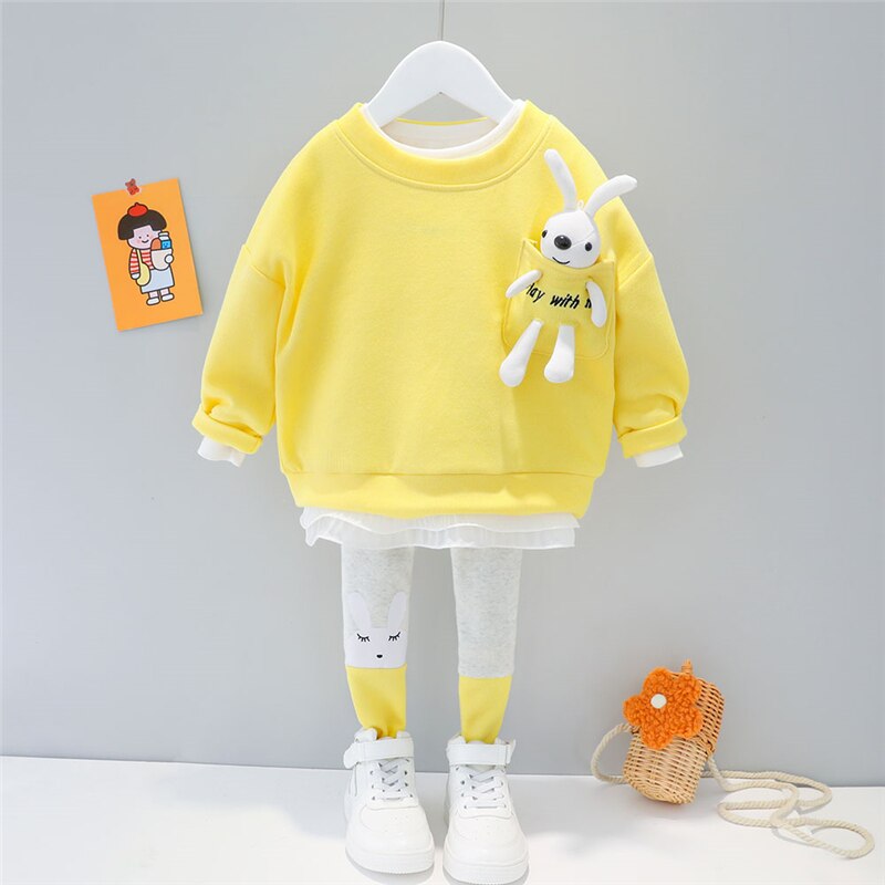 Girl's Cartoon Rabbit Top and Pants