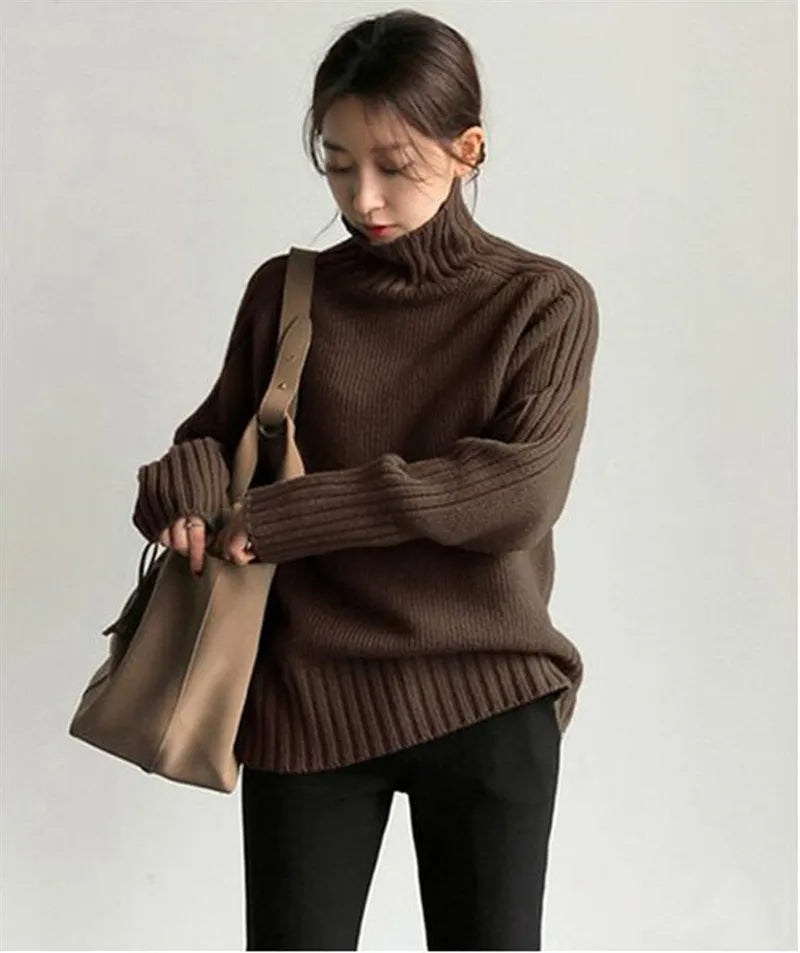 Women's Loose Turtleneck Pullover Sweater Top