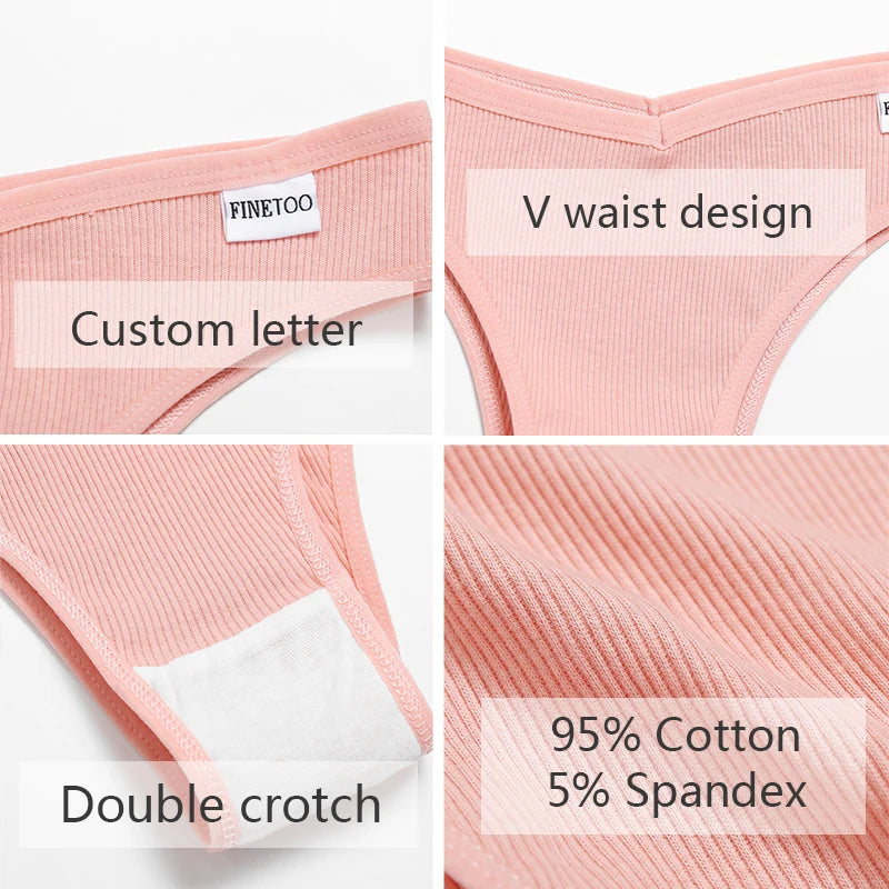 Women's Cotton Brazilian Panties 3-Piece Set - V-Waist Bikini Underwear