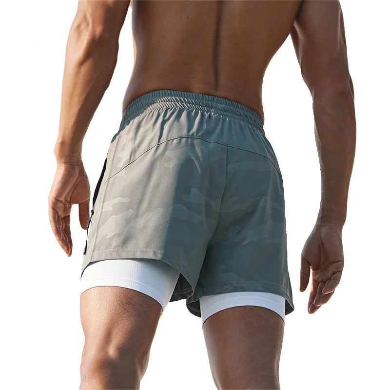 Camouflage Running Shorts - Men CrossFit Sport Shorts Fitness Gym Shorts With Pocket Bodybuilding Soft Shorts