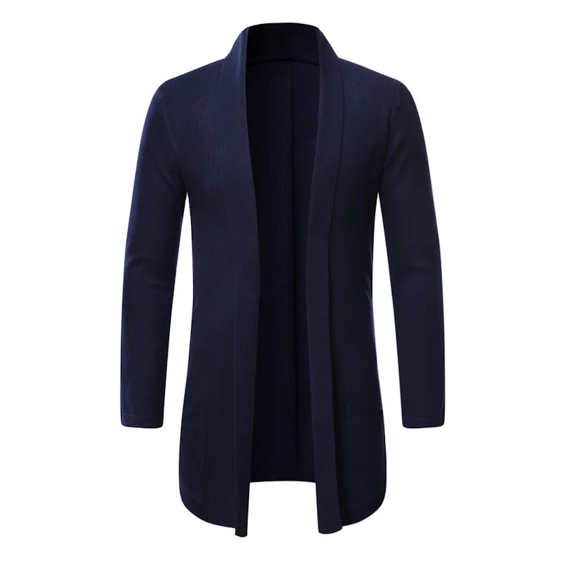 Men's Thin Knitted Cardigan Sweater Spring Autumn Bottoming Long Sleeved Slim Fit Cardigan Sweater