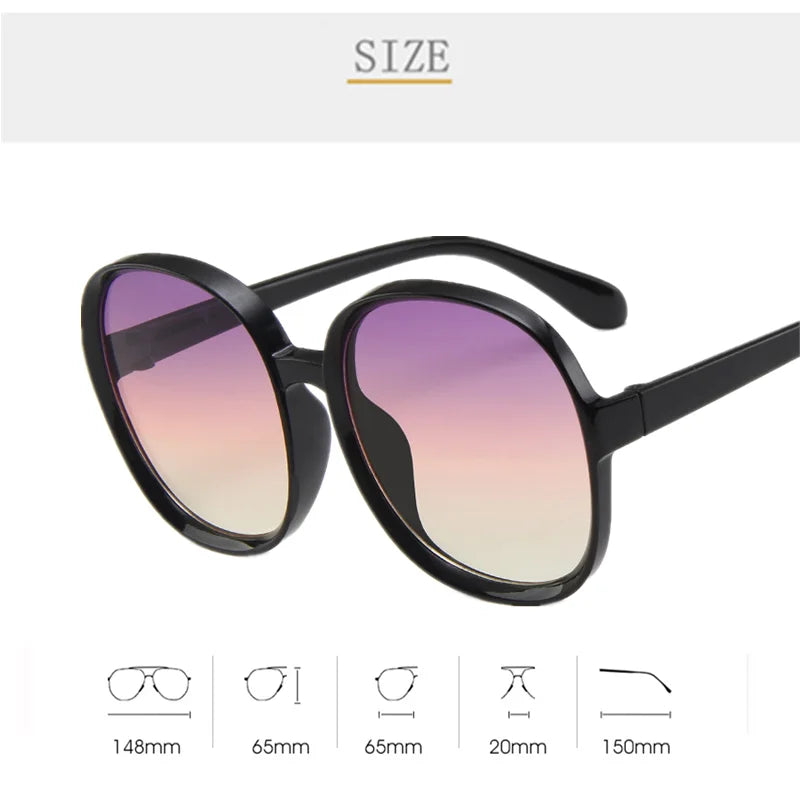 Women's Classic Big Frame Vintage Round Gradient SunGlasses UV400 Eyewear