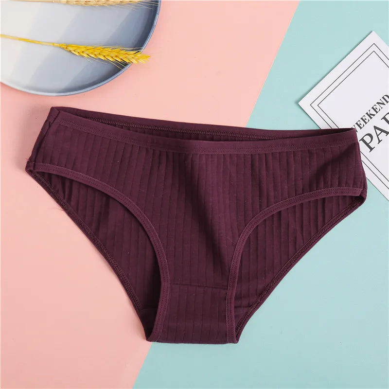 3-Pack Soft Cotton Briefs - Striped & Solid Women's Underwear
