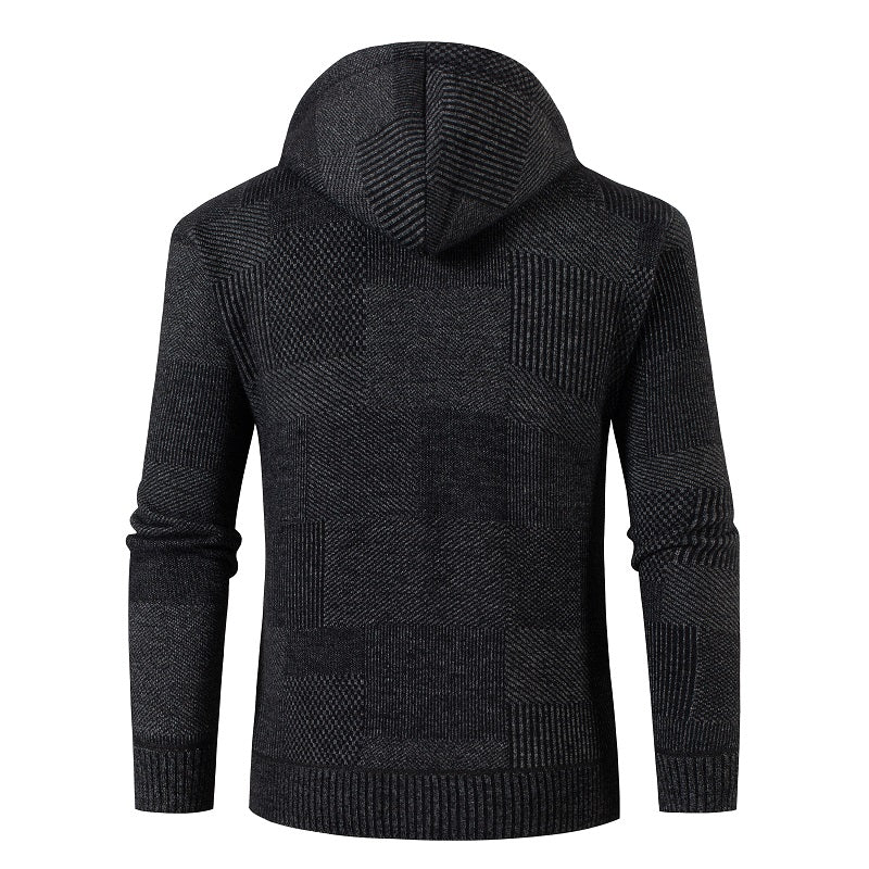 Men's Hooded Knitted Cardigan - Winter Warm Zip-Up Sweater Jacket