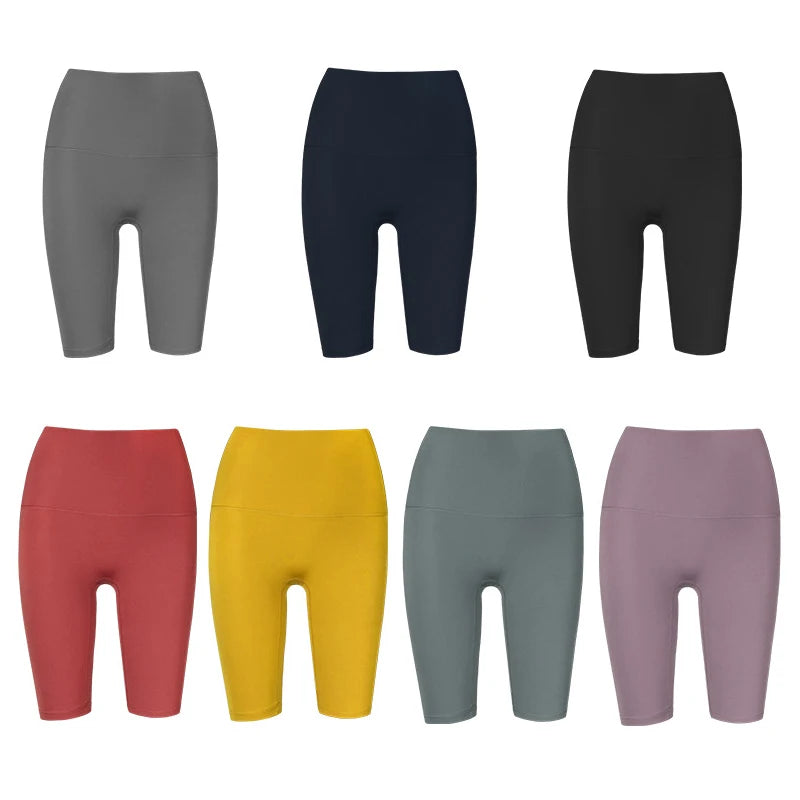 High Waist Gym Shorts - Women's Yoga Cycling Shorts with No T-Line
