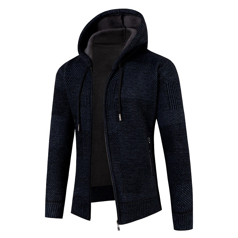 Men's Hooded Knitted Cardigan - Winter Warm Zip-Up Sweater Jacket