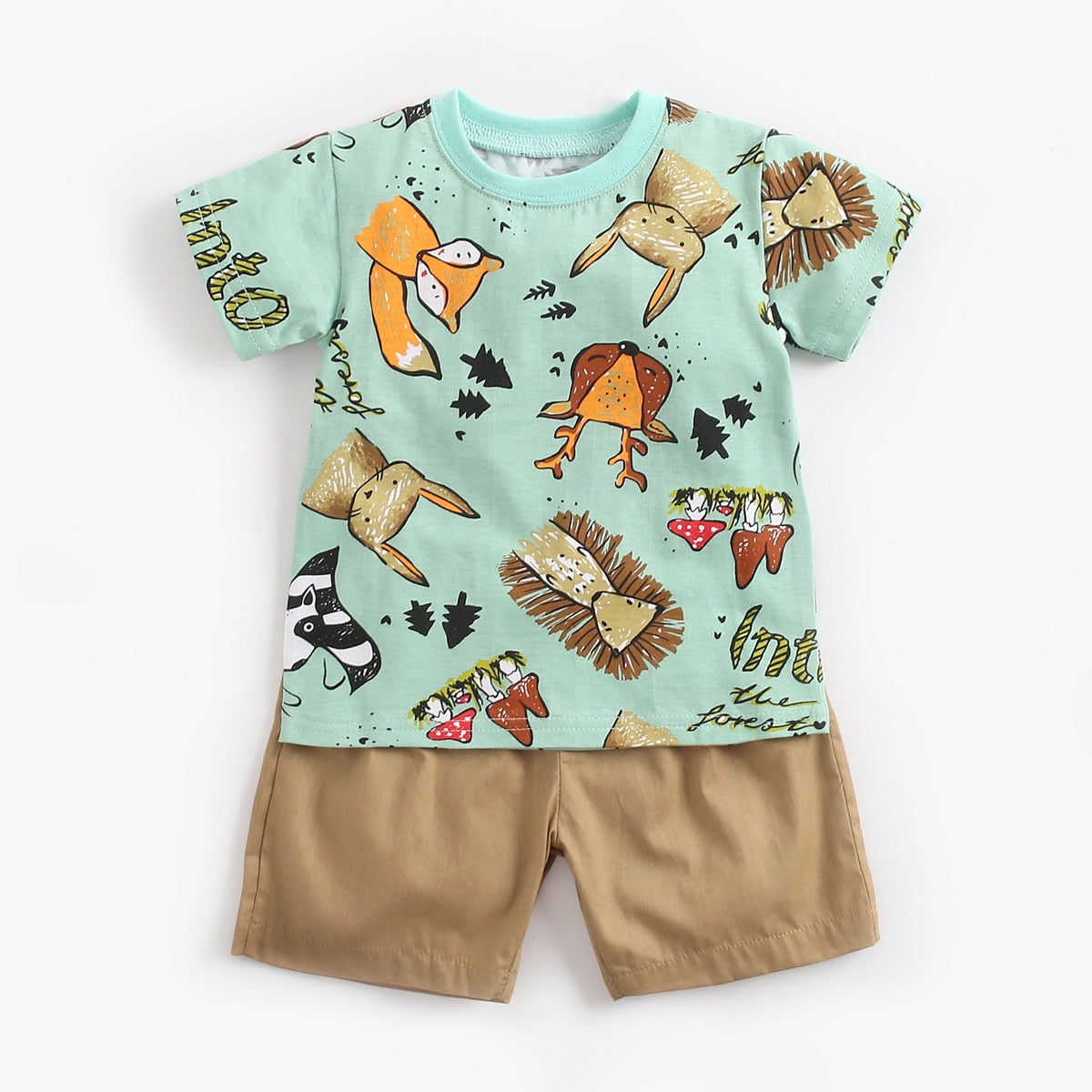 Boy's Cotton Short Sleeve T-Shirt and Shorts 2Pcs Set