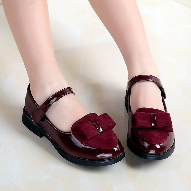 Girl's Patent Leather Bow-knot Shoes