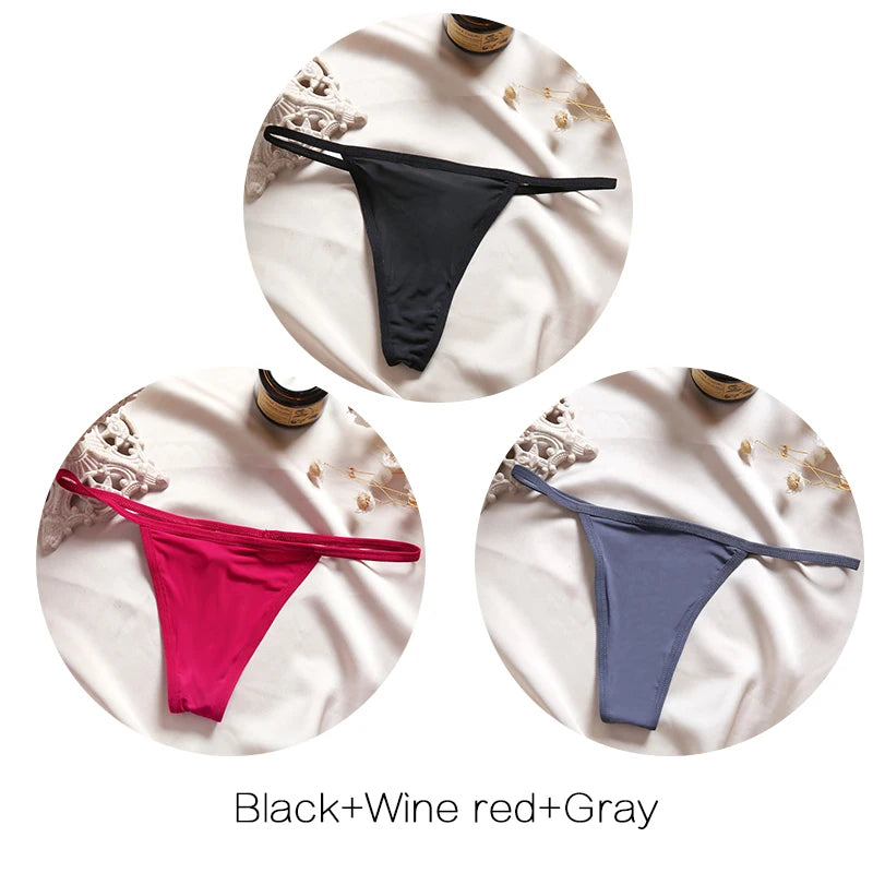 Women's Low-Rise Thong Set - 3 Pack Bikini Panties (M-XL)