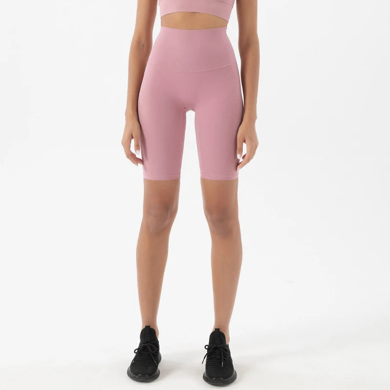 High Waist Gym Shorts - Women's Yoga Cycling Shorts with No T-Line