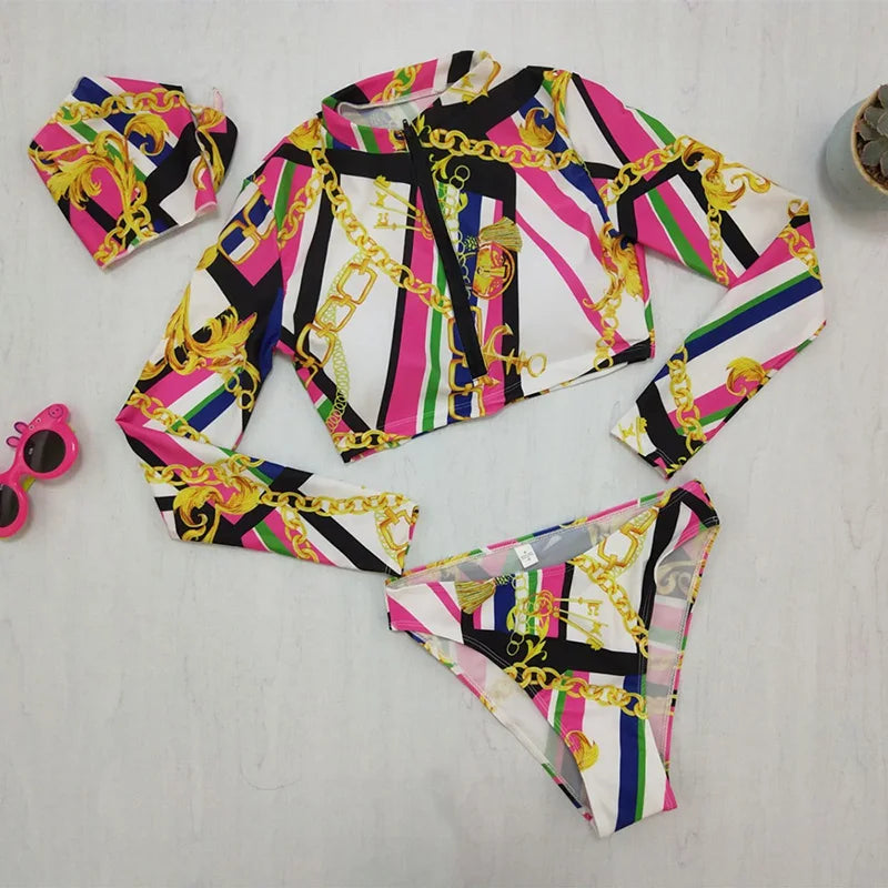 Women's Long Sleeve Print Bikini Set