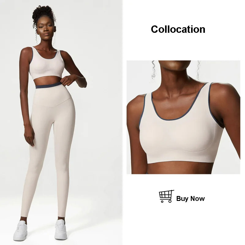 Women s 2 Pieces Fitness Sports Set Gym Bra Elasticity High Waist Legg Habby Business