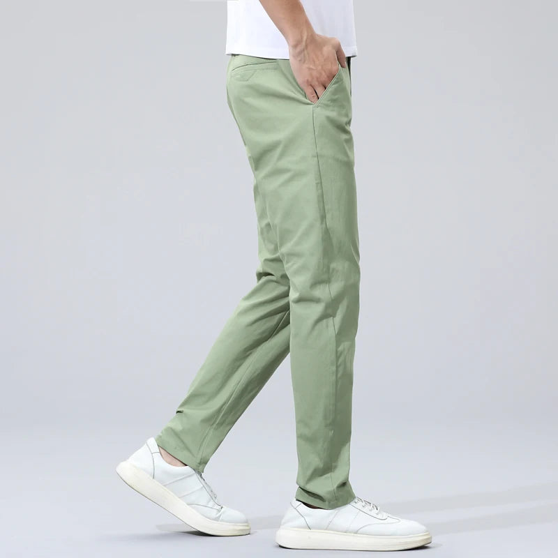 Men's Straight-fit Casual Stretch 98% Cotton Trousers