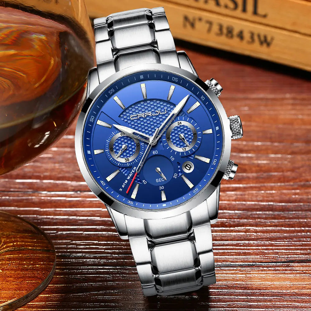 Men's Military Sports Watch - Waterproof Chronograph Gold Stainless Steel