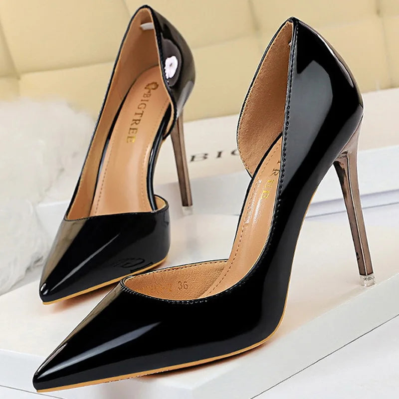 Women's Patent Leather High Heels Shoes