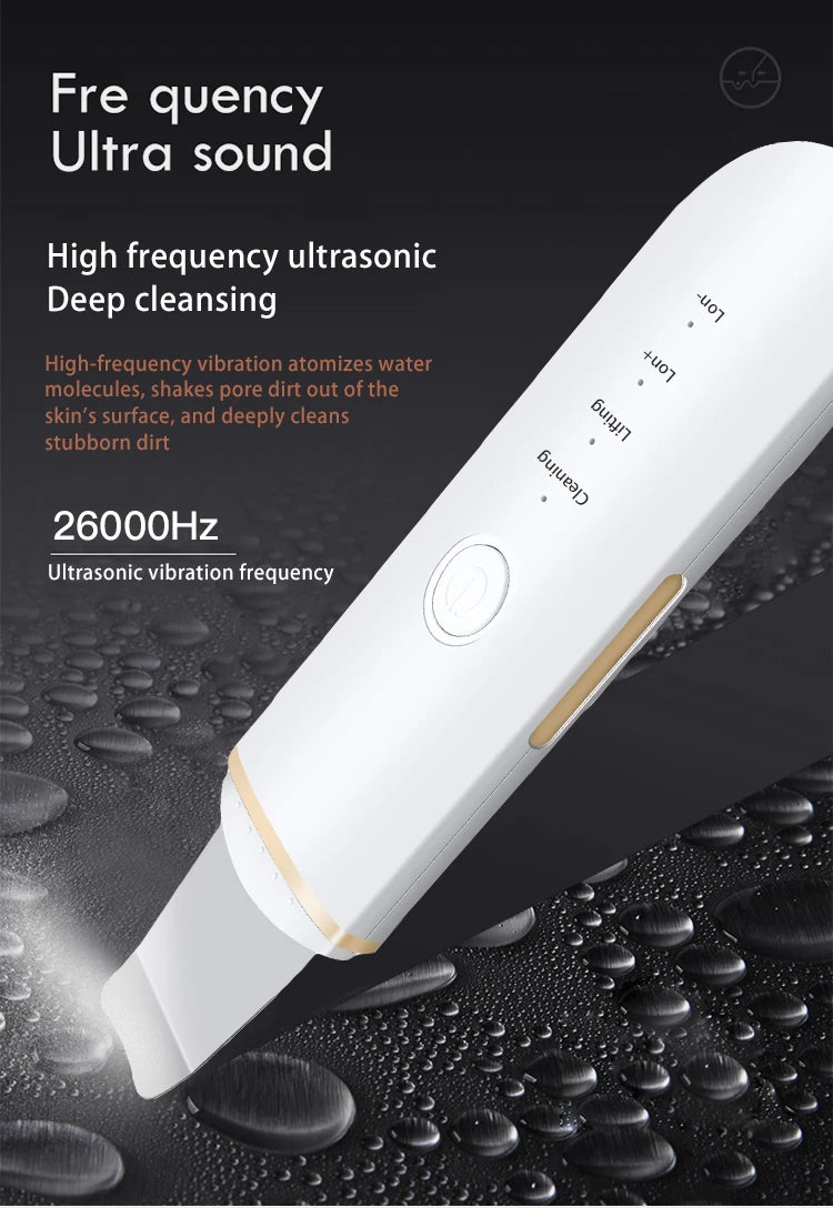 Ultrasonic Skin Scrubber, Vibration Face Spatula, Blackhead Remover Shovel Clean Cavitation Peeling Facial Lifting skin care