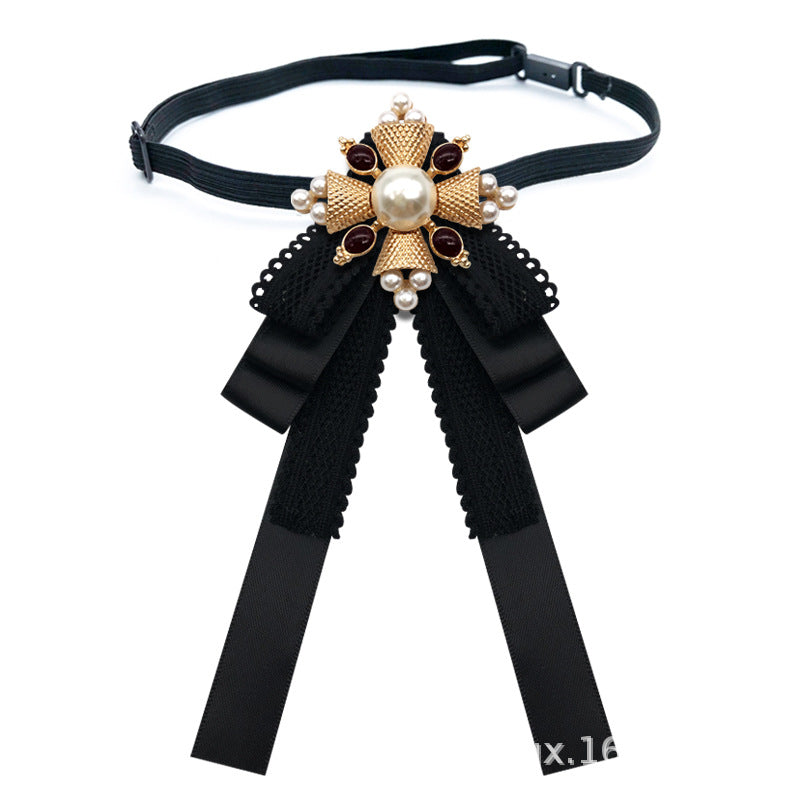 Retro Pearl Bow Brooch