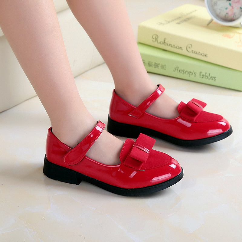 Girl's Patent Leather Bow-knot Shoes