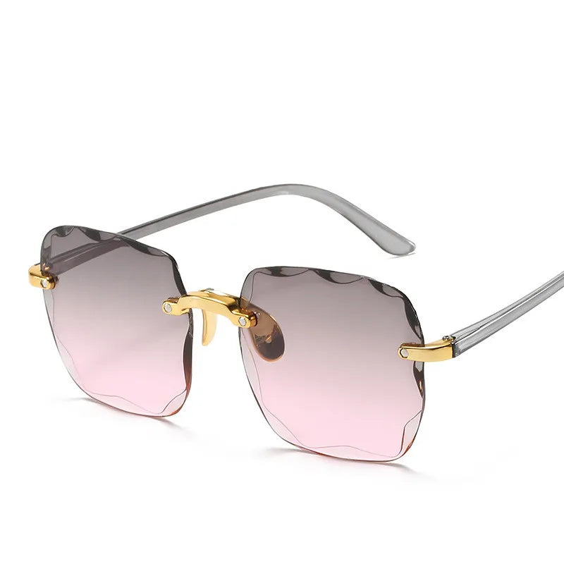 Women's Rimless  Vintage Retro Classic Gradient Sunglasses UV400